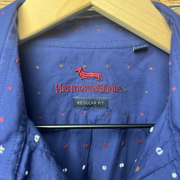 Harmont & Blaine 100% Navy Blue Patterned Shirt (Inv. #001) - Picture 7 of 14